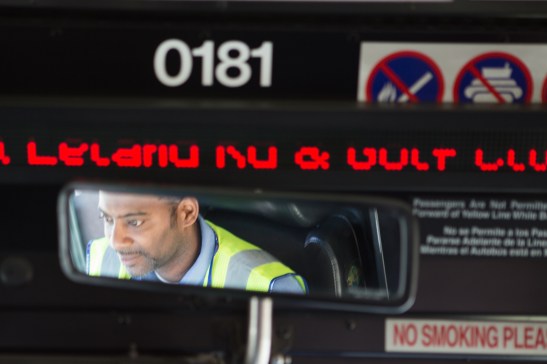 Marlan Patterson driving the bus from the Pittsburg/Bay Point BART station to Antioch. (Photo by Khaled Sayed/Bay News Rising)